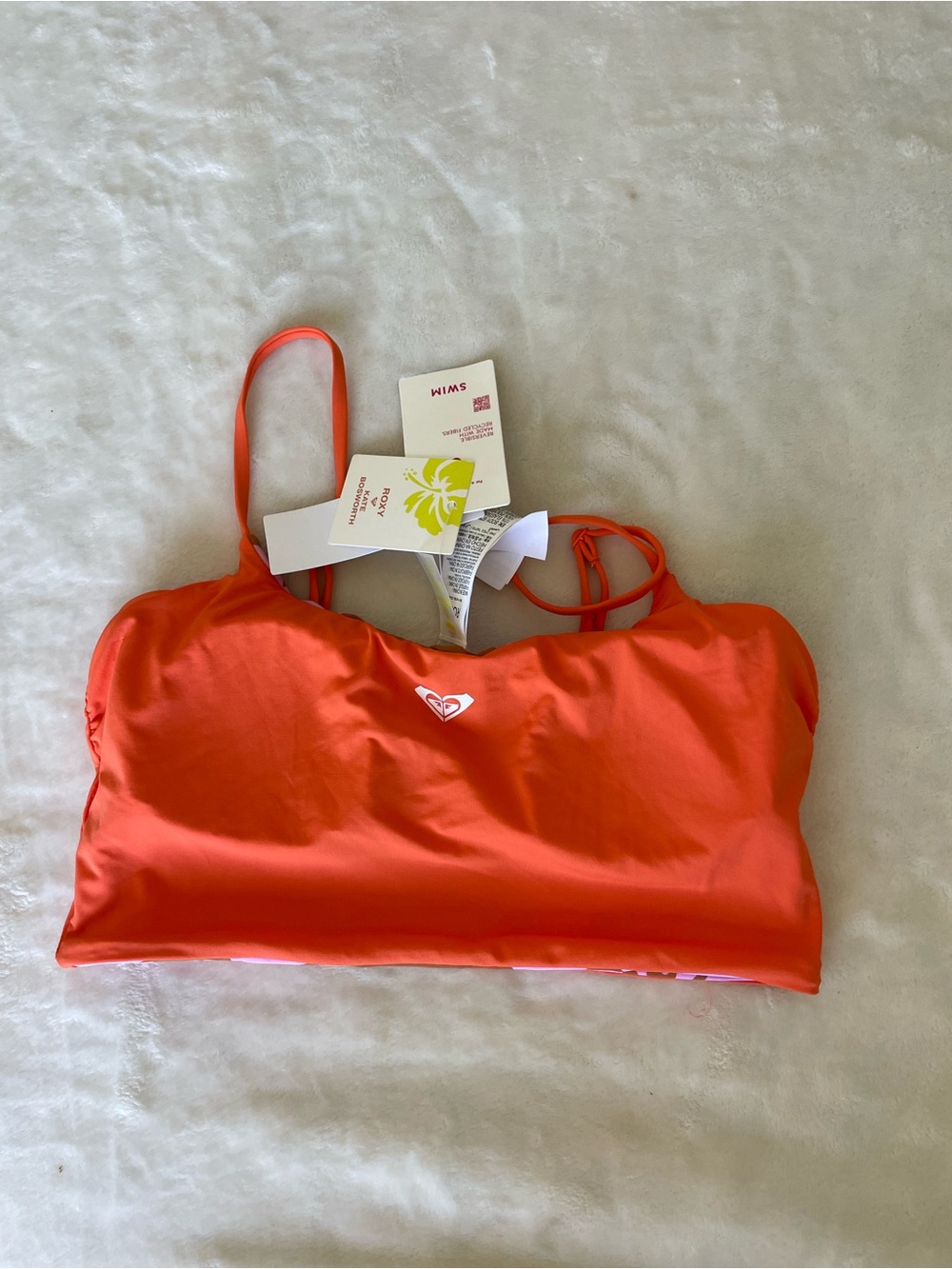 Roxy Brown Floral Reversible Bandeau Top with Pink & Orange Accents - Picture 7 of 8